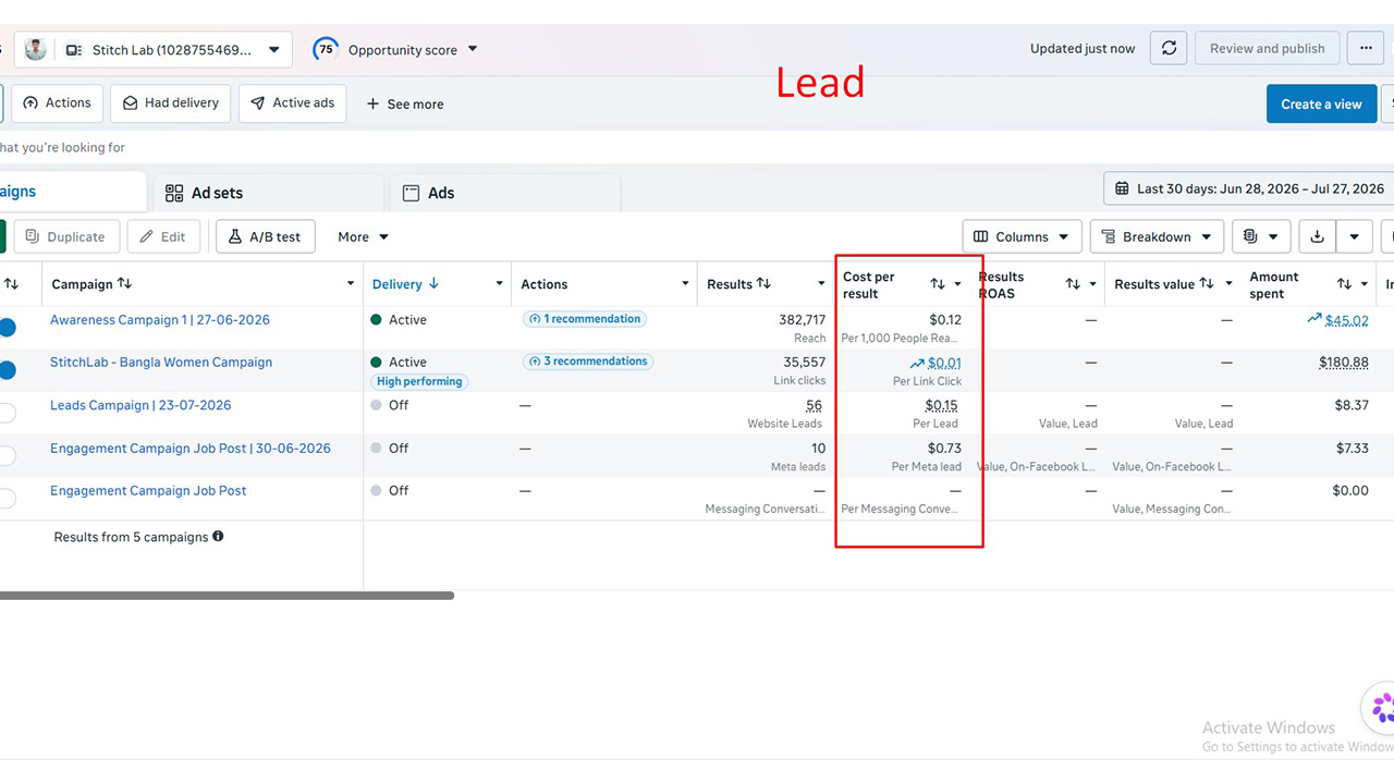 Facebook Lead Ads Campaign 29 JUL 2026
