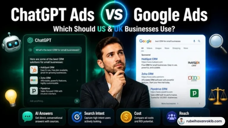 ChatGPT ads vs Google Ads guide by Rubel Hasan Rokib