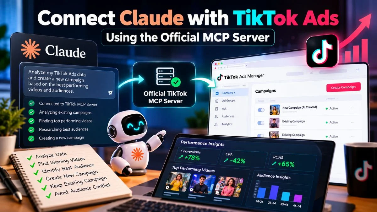 Connect Claude with TikTok Ads using the official TikTok MCP Server for AI powered campaign automation, data analysis, audience research, and campaign creation