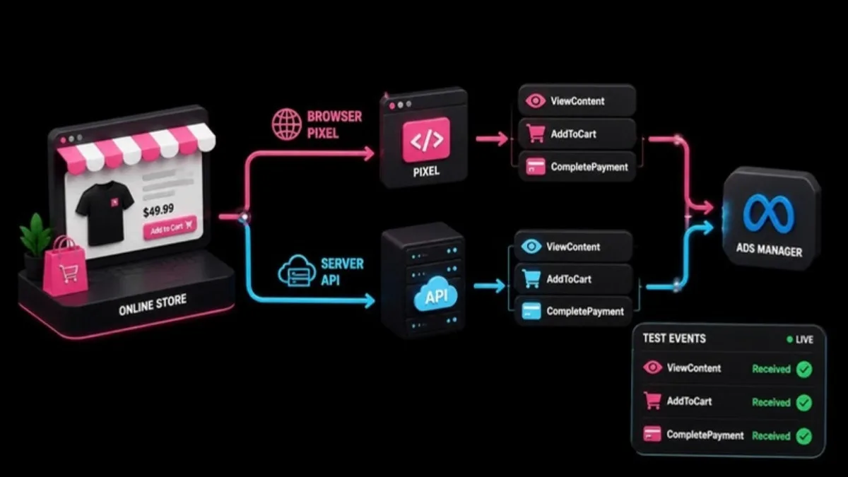 TikTok Pixel and Events API sending events from an online store