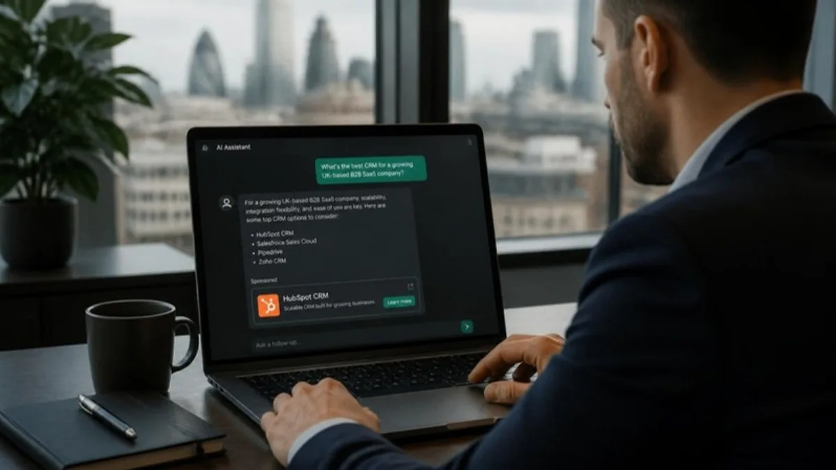Sponsored suggestion shown inside a ChatGPT answer